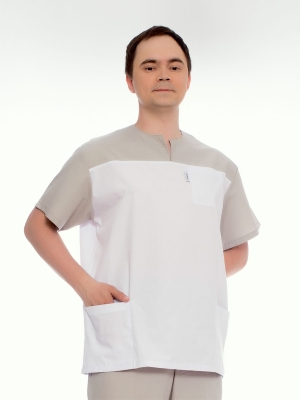 Костюм Сталь муж (35%хл-65%пэ/120гр; белый/темно-серый)
