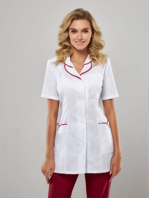 Блузон Натали жен (50%хл-50%пэ/150гр; белый/красный)