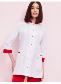 Костюм Жанна СТ жен (35%хл-65%пэ/120гр; белый/красный) Костюм Жанна СТ жен (35%хл-65%пэ/120гр; белый/красный)